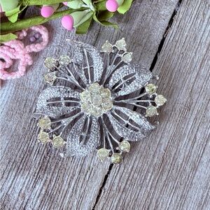 Vintage Silver and Yellow Floral Brooch